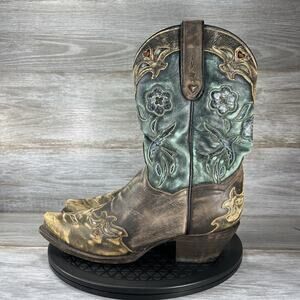 Dan Post Woman’s Blue Bird Wingtip Snip Toe Western Cowboy Boots Size 9.5
